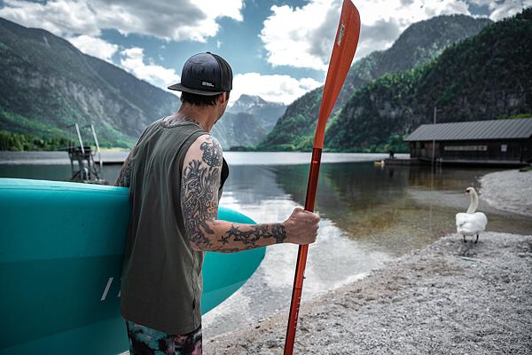 Lake Hallstatt is on the chillier side, but it's made for paddleboarding.